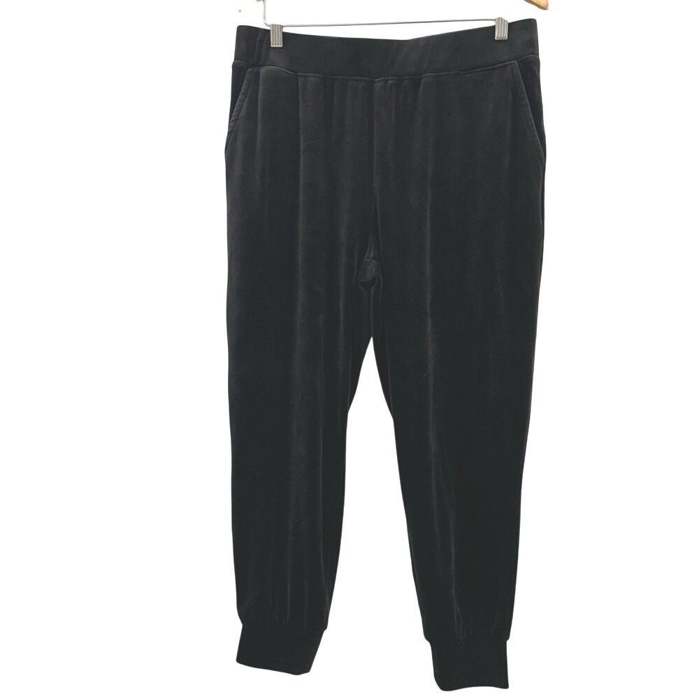 Cable & Gauge black velour pants Size large Athleisure comfort soft banded ankle